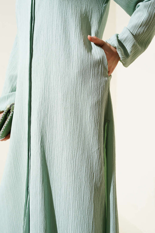 طقم تونيك طويل بفتحة جانبية وأزرار مخفية - نعناعي