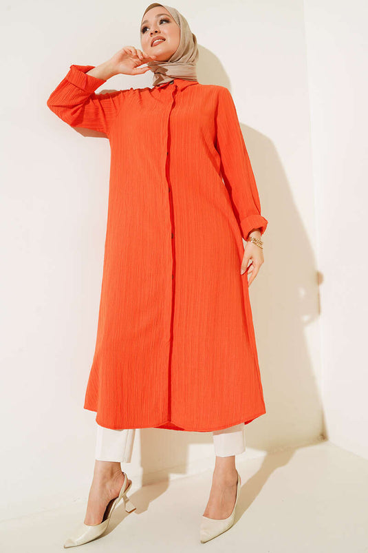 Secret Pattern Long Shirt Orange