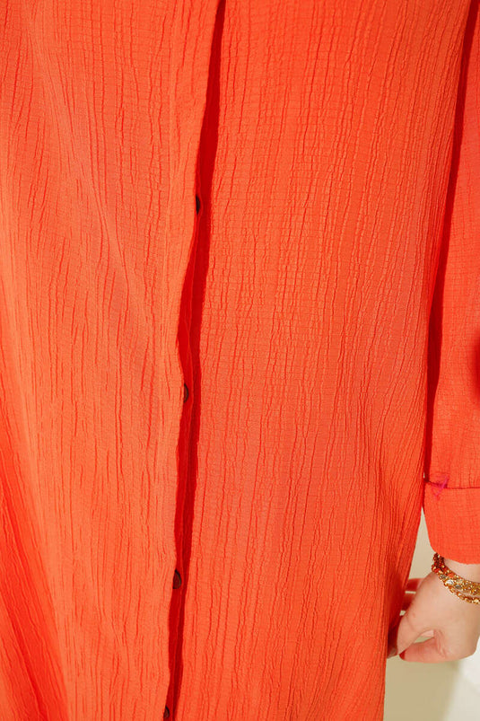 Secret Pattern Long Shirt Orange