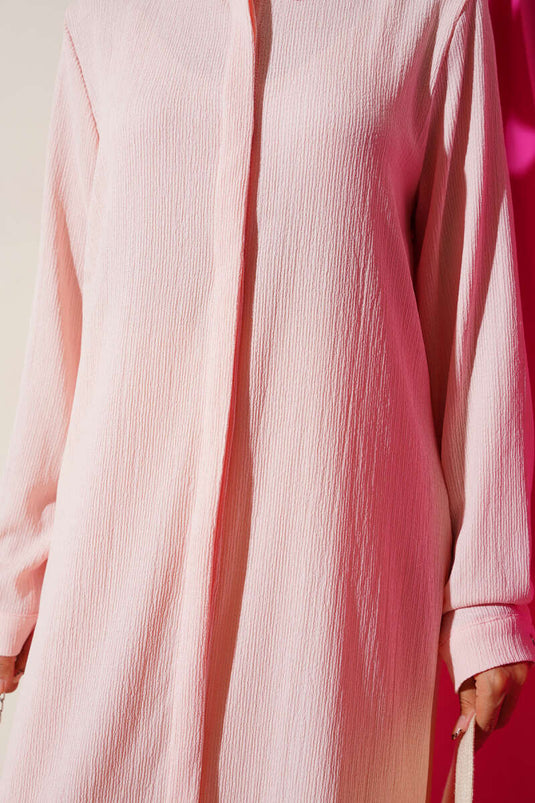 Chemise longue à patte de boutonnage cachée, couleur poudre