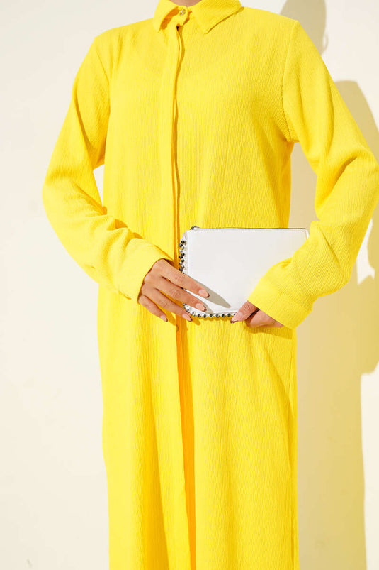 قميص أصفر طويل مخفي