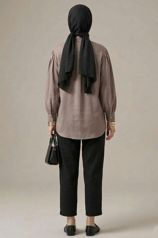 Hidden Pleat Modal Fabric Shirt Mink