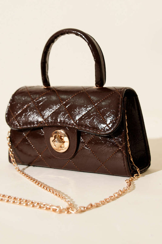 Gloss Mini Zincirli Çanta Acı Kahve