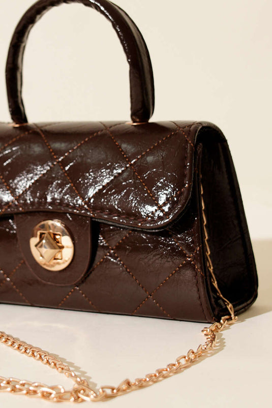 Gloss Mini Chain Bag Dark Brown