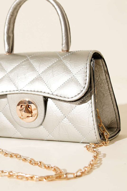 Gloss Mini Chain Bag Silver