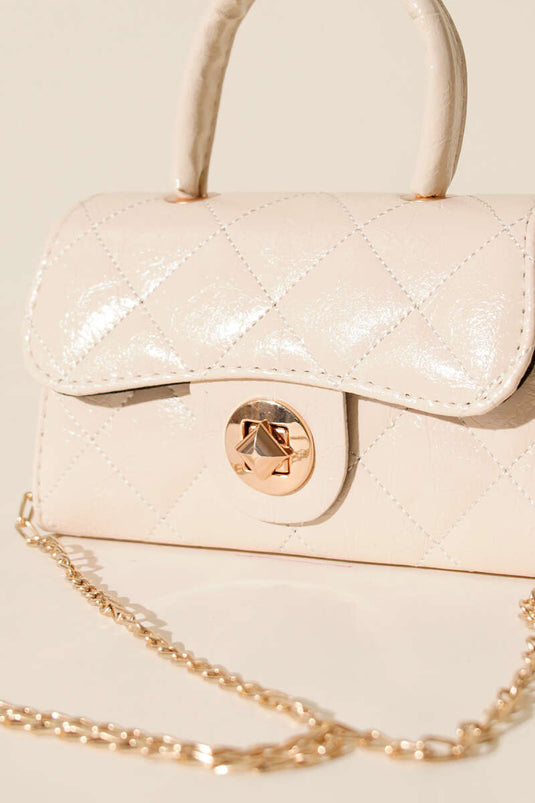 Gloss Mini Chain Bag Cream