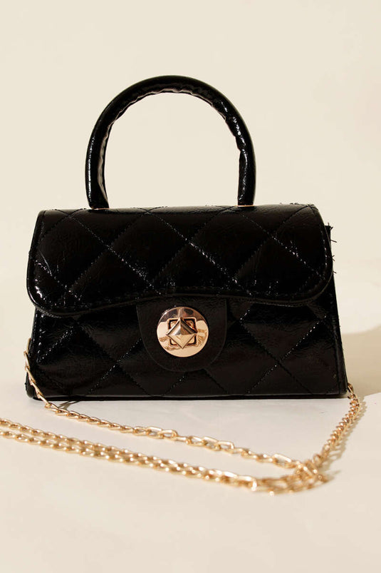 Gloss Mini Chain Bag Black