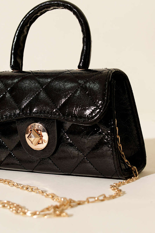 Gloss Mini Chain Bag Black