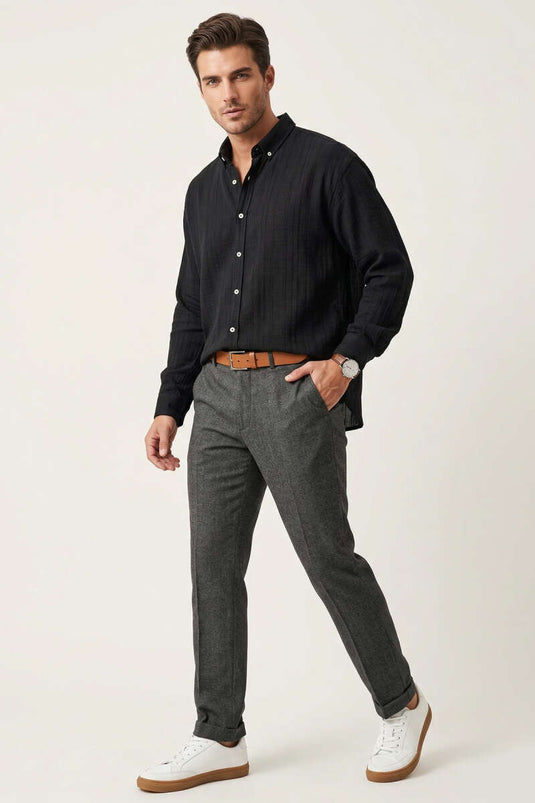 Camicia Uomo Gobis a Righe Nera
