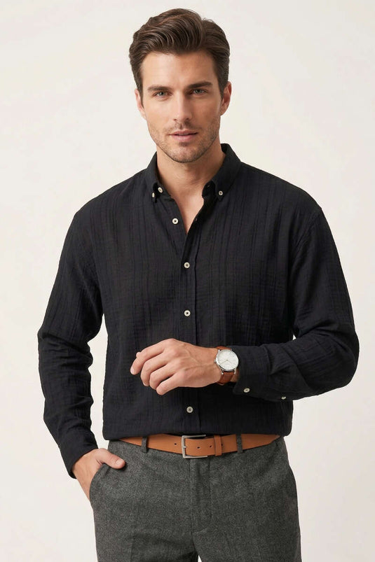 Camicia Uomo Gobis a Righe Nera