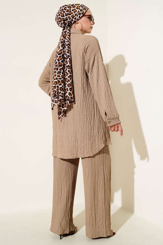 Gofre Desenli İkili Takım Camel