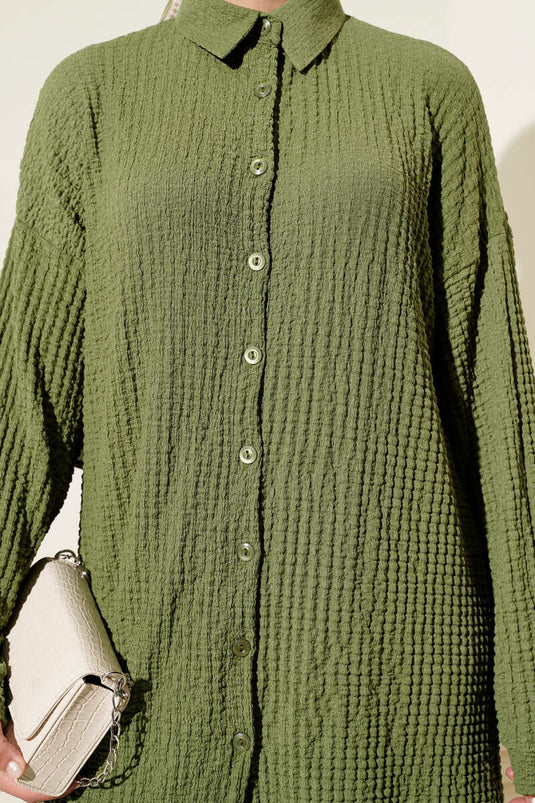 Gofre Desenli İkili Takım Haki