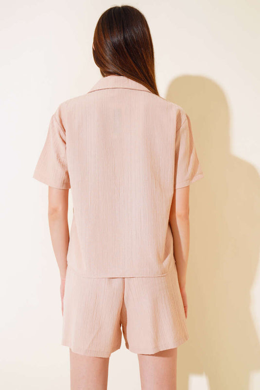 Seersucker Shorts Set Biscuit