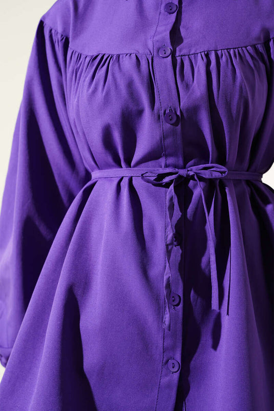 Chest Pleated Shirt Purple