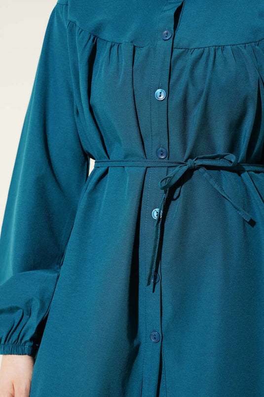 Chest Pleated Shirt Petrol