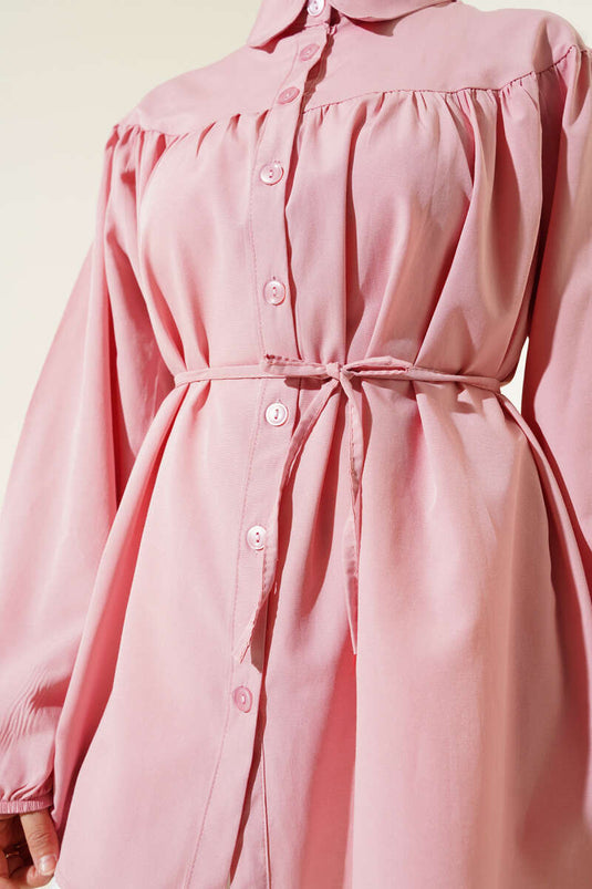 Chest Pleated Shirt Powder