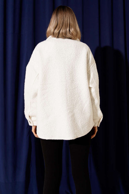 Göğüs Cepli Buklet Ceket Ekru