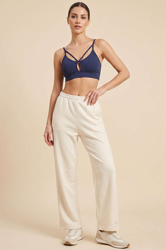 Bustier à bretelles fines avec décolleté poitrine, bleu marine