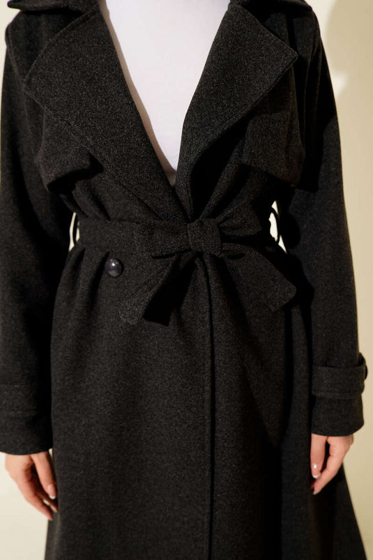 Manteau en cachemire avec détail buste, gris fumé