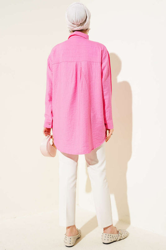 قميص مبطن بالحجر باللون الفوشيا