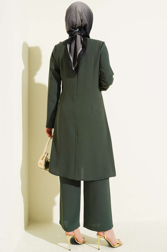 Gold Accessory Drawstring Two-Piece Set Emerald