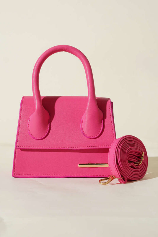 Gold Emblem Detailed Bag, Fuchsia