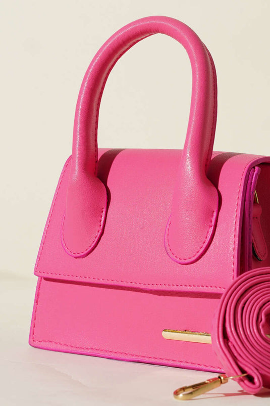 Gold Emblem Detailed Bag, Fuchsia