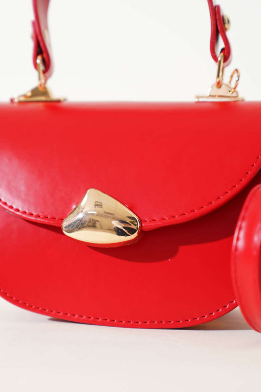 Baguette Bag Red with Gold Details
