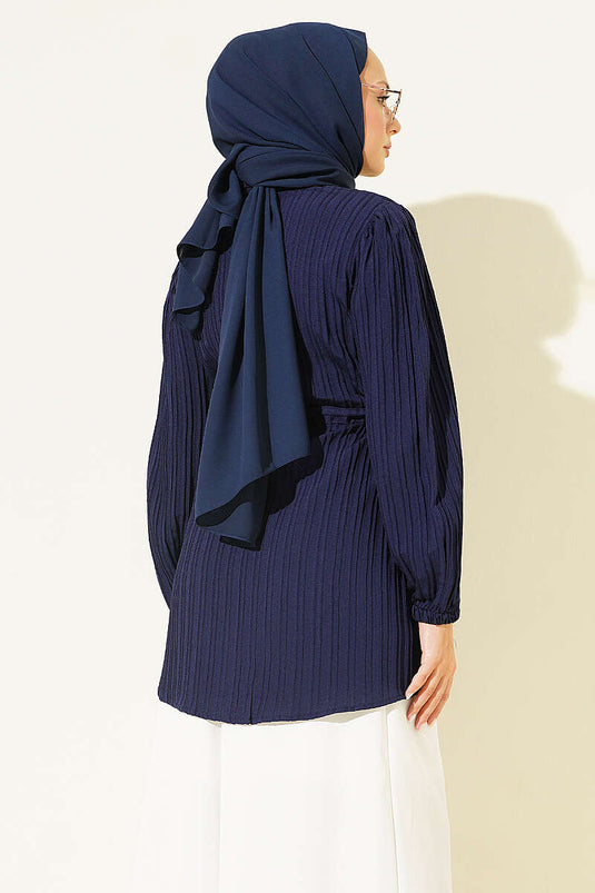 Chemise Bleu Marine À Boutons Or