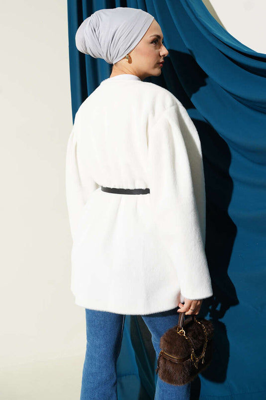 Veste Goldfox avec boutons et ceinture dorés, écru