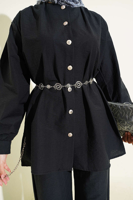 Ensemble double parachute noir avec boutons dorés