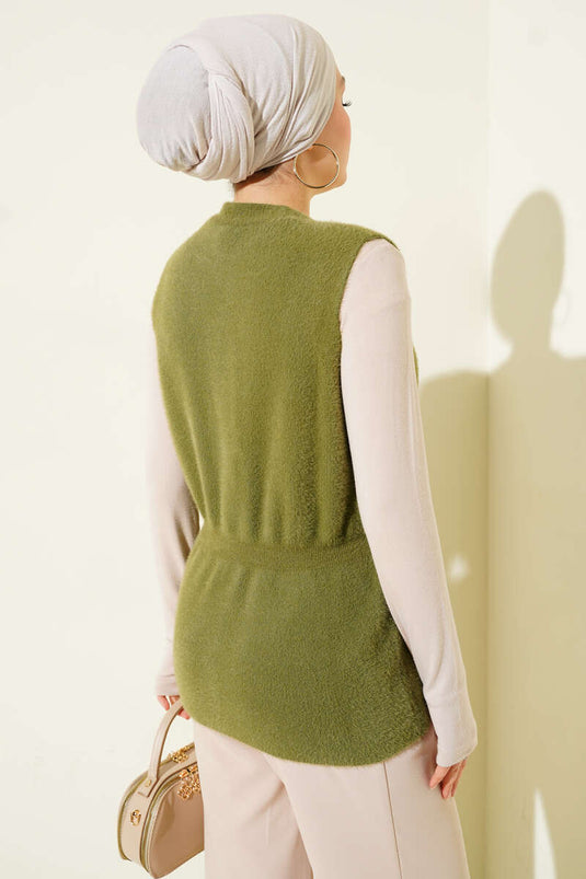 Gilet à boutons dorés avec barbe Vert pistache