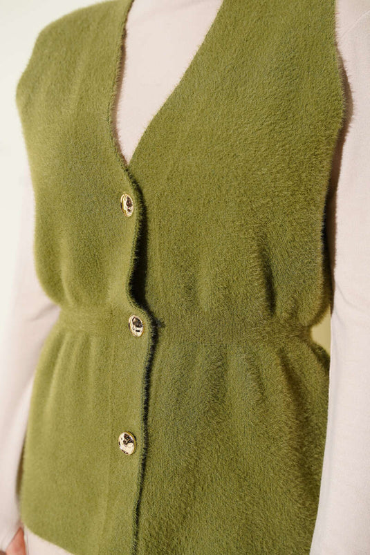 Gilet à boutons dorés avec barbe Vert pistache