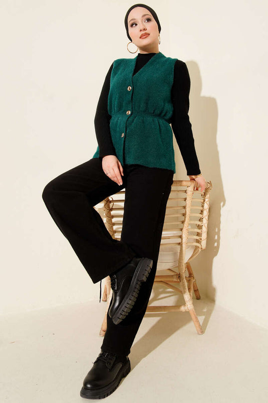 Gilet à boutons dorés avec barbe Émeraude