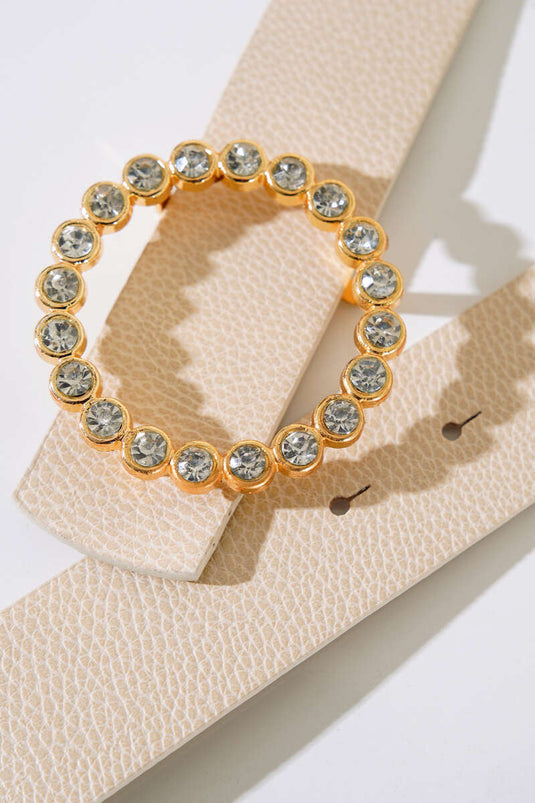 Ceinture beige à boucle brillante dorée