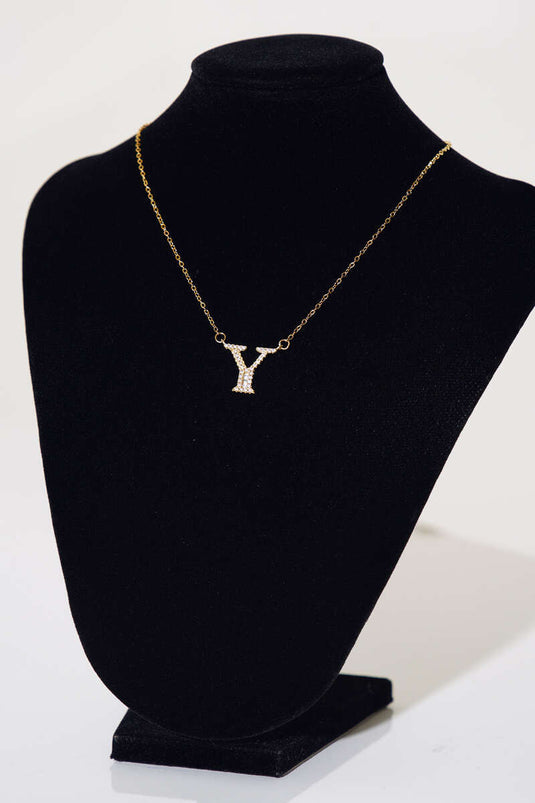 Or Taşlı Harf Kolye Y