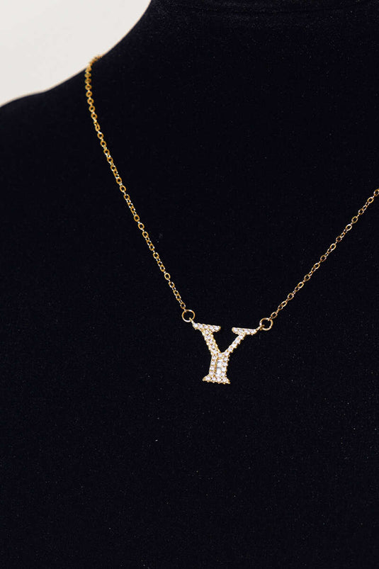 Or Taşlı Harf Kolye Y