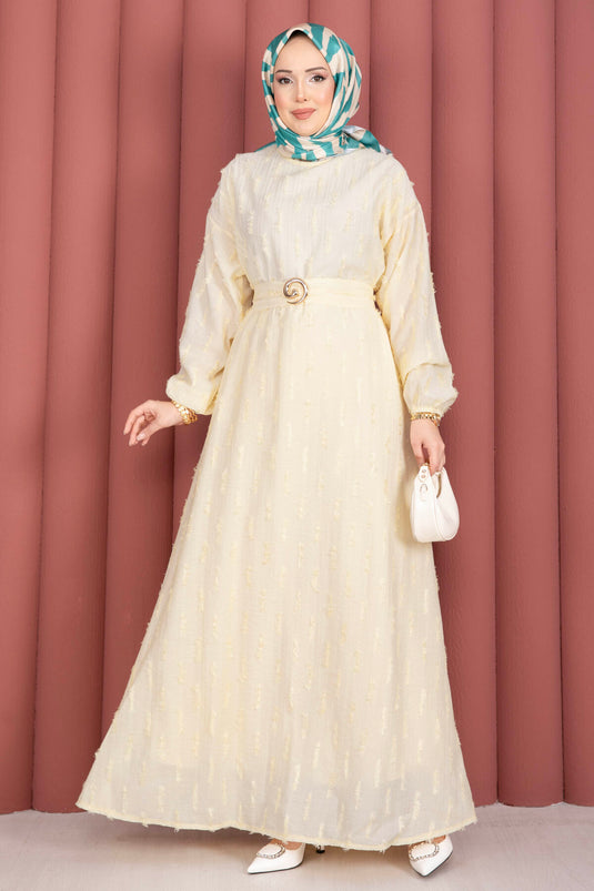 Goldene Toka Gürtel besticktes Kleid Gelb