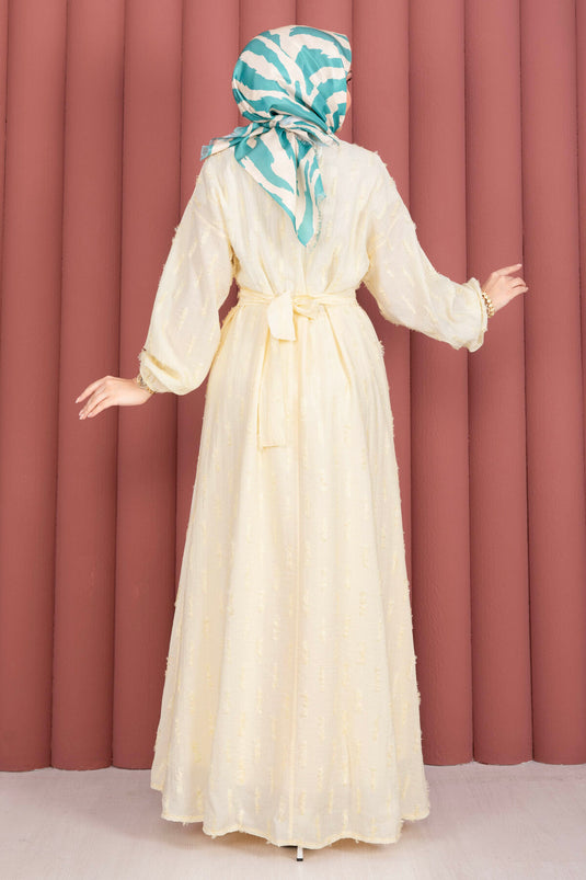 Goldene Toka Gürtel besticktes Kleid Gelb