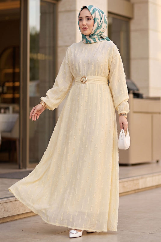 Goldene Toka Gürtel besticktes Kleid Gelb