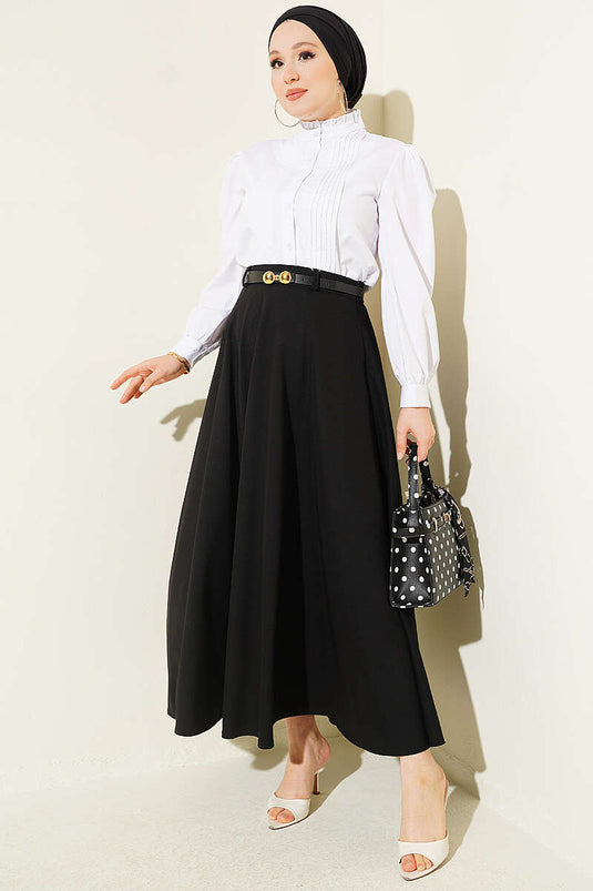 Jupe Mevlana Noire Avec Boucle Dorée Et Ceinture