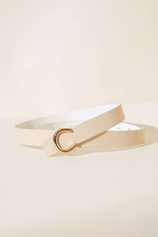 Cinturón Beige Con Hebilla Dorada
