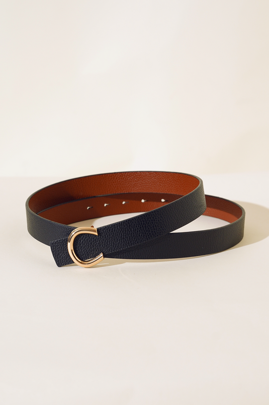 Ceinture Noire À Boucle Dorée