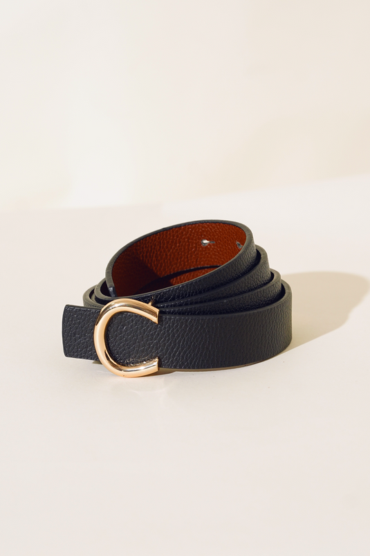 Ceinture Noire À Boucle Dorée
