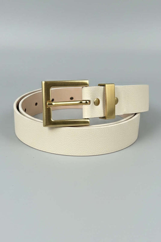 Gouden Gesp Klassieke Riem Beige