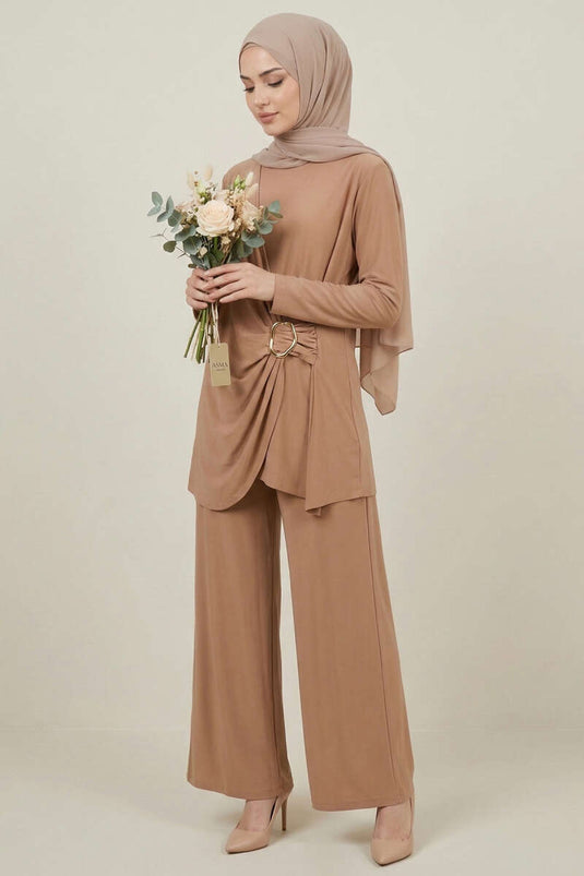 Gold Tokalı Sandy İkili Takım Camel