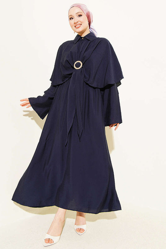 Ensemble triple avec boucle dorée bleu marine