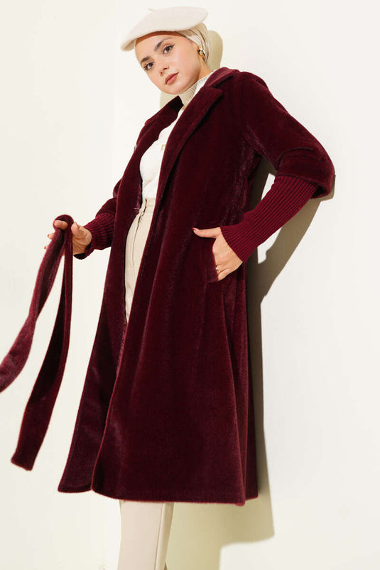 Manteau côtelé à manches Goldfox rouge bordeaux