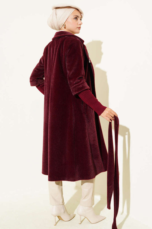 Manteau côtelé à manches Goldfox rouge bordeaux