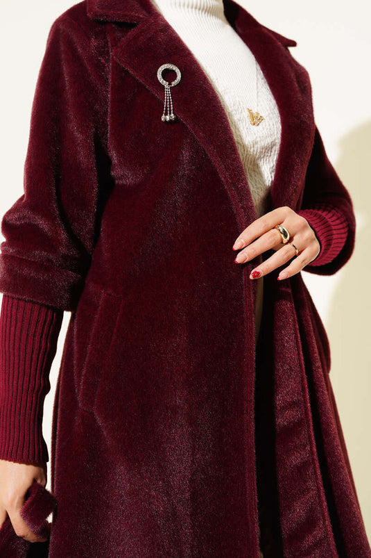 Manteau côtelé à manches Goldfox rouge bordeaux